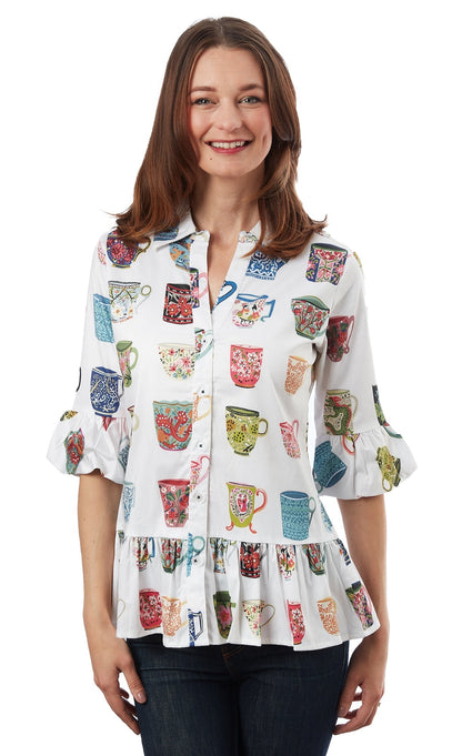 Dizzy-Lizzie Peplum Top Coffee Mug featuring a stylish peplum top design on ceramic mug, perfect for coffee or tea.