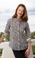 Dizzy-Lizzie 3/4 sleeve Rome black and white criss-cross box top, casual women&
