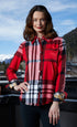 Red Yarndyed Flannel Plaid Cape Cod Tunic with fringe bottom, casual long sleeve top by Dizzy-Lizzie.