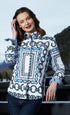 Olive green and navy link print Cape Cod Tunic by Dizzy-Lizzie, featuring a stylish and comfortable top with a relaxed fit.