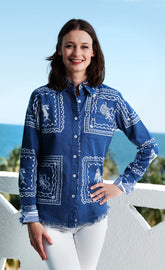 Dizzy-Lizzie Cape Cod top with Sealife print, lightweight women&