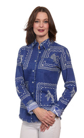 Dizzy-Lizzie Cape Cod top with Sealife print, lightweight sleeveless blouse in soft fabric, perfect for casual summer wear.