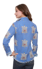 Dizzy-Lizzie Cape Cod Top featuring a playful turtles print, lightweight casual top for women, perfect for summer wear.