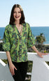 Dizzy-Lizzie Milano puff sleeve top with seahorse print, lightweight fabric, and feminine design.
