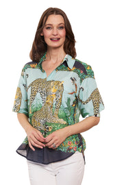 Dizzy-Lizzie Milano Top in safari print, sleeveless blouse with a relaxed fit, perfect for casual and summer wear.