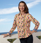Dizzy-Lizzie Rome Shirt Tops with paint stroke design, lightweight fabric, casual style, in XS size, featuring artistic print.