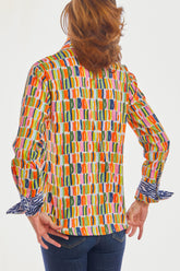 Dizzy-Lizzie Rome Shirt Paint Strokes top in XS with colorful brushstroke design, casual women&
