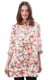 Dizzy-Lizzie Vail Tunic in starfish print, lightweight sleeveless design, casual summer fashion, XS size.