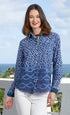 Navy and white Ikat print Cape Cod Tunic by Dizzy-Lizzie, featuring a relaxed fit and stylish design.
