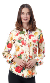 Dizzy-Lizzie Cape Cod Botanical Print Tunic in XS, featuring a vibrant floral pattern and relaxed fit, perfect for casual wear.