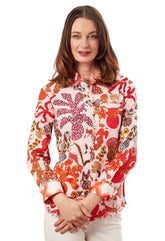 Dizzy-Lizzie Cape Cod Tunic with sea creatures print, lightweight fabric, casual fit, ideal for summer or beachwear.