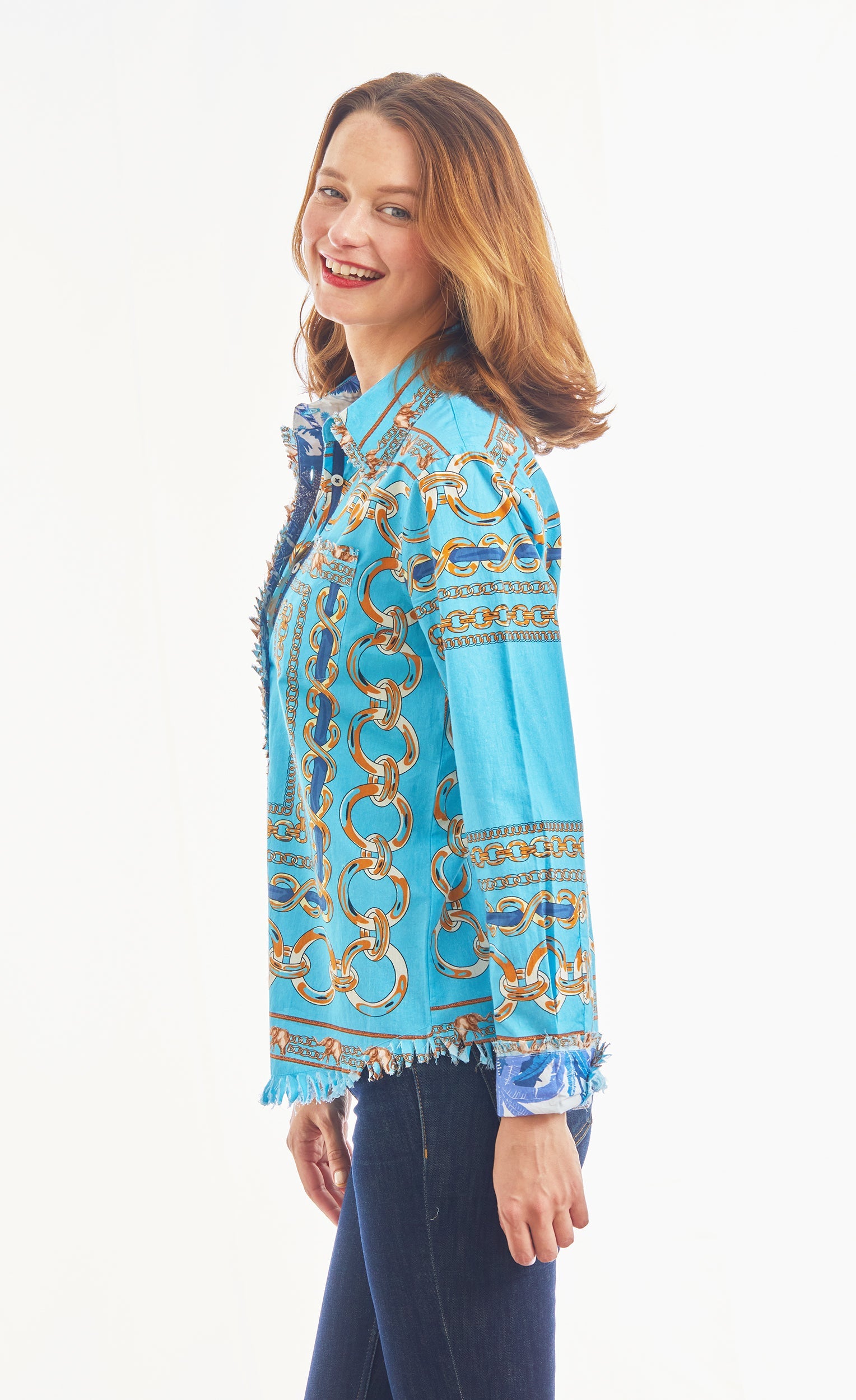 Blue Cape Cod Tunic by Dizzy-Lizzie featuring a relaxed fit and stylish design, shown on a mannequin.