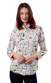 Dizzy-Lizzie Cape Cod Tunic in botanical print, lightweight tunic with floral design, perfect for casual summer wear.
