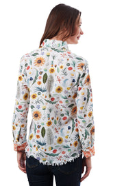 Dizzy-Lizzie Cape Cod Tunic in botanical print, lightweight fabric, sleeveless design, perfect for casual summer wear.