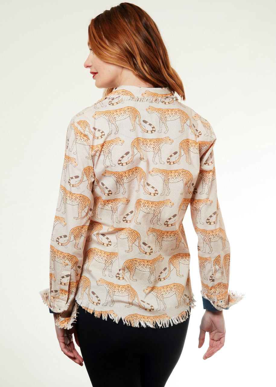 Dizzy-Lizzie Cape Cod Tunic featuring a leopard print fabric and relaxed fit, perfect for casual wear.