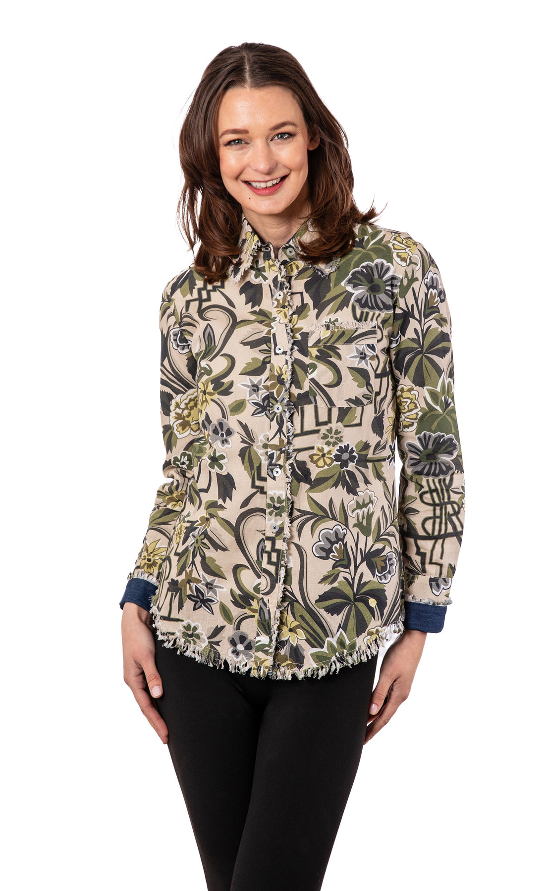 Dizzy-Lizzie Cape Cod Tunic with neutral tapestry print, made of cotton linen fabric, casual and comfortable for everyday wear.