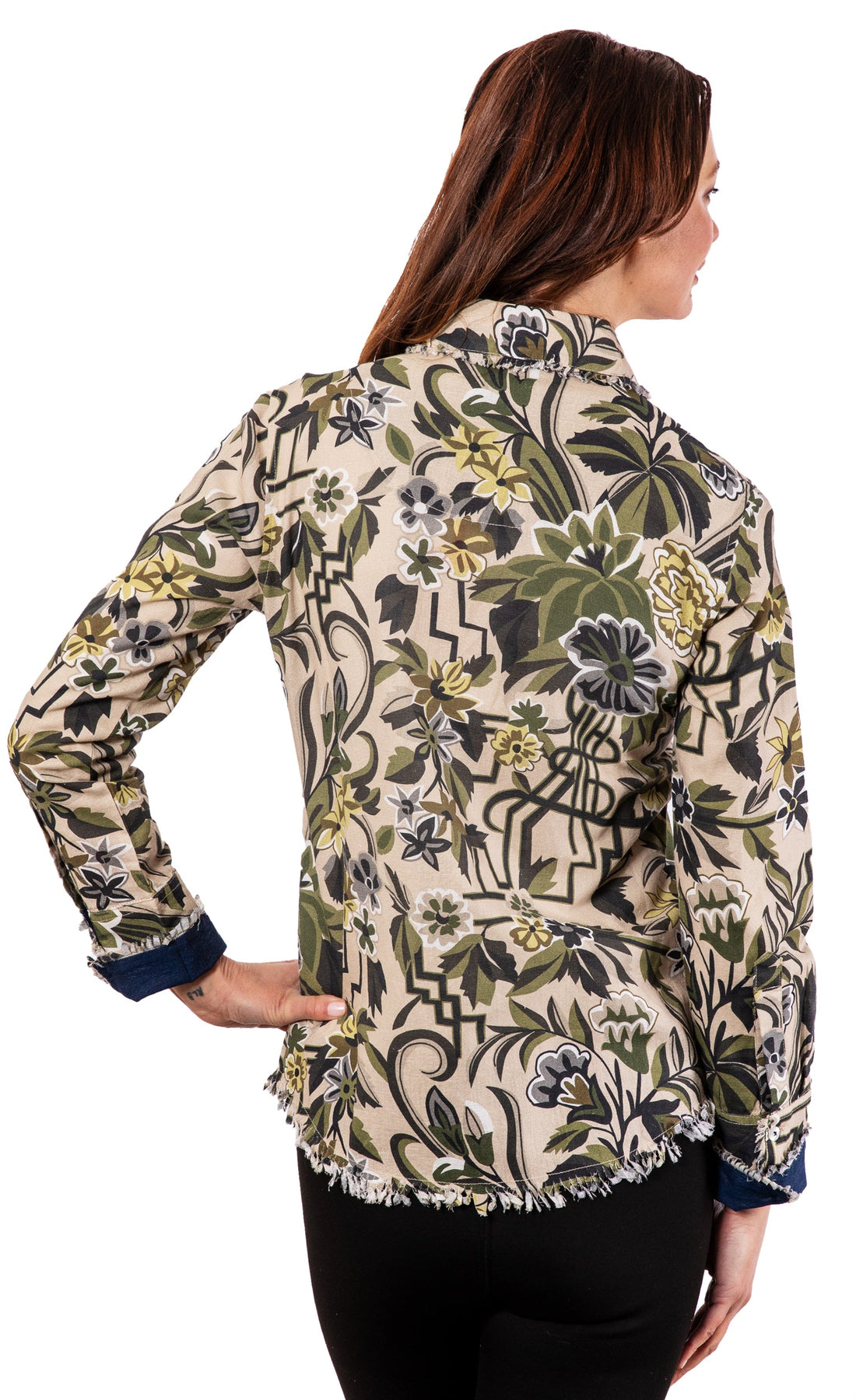 Dizzy-Lizzie Cape Cod Tunic in neutral tapestry print, lightweight cotton linen fabric, casual fit, perfect for spring and summer wear.