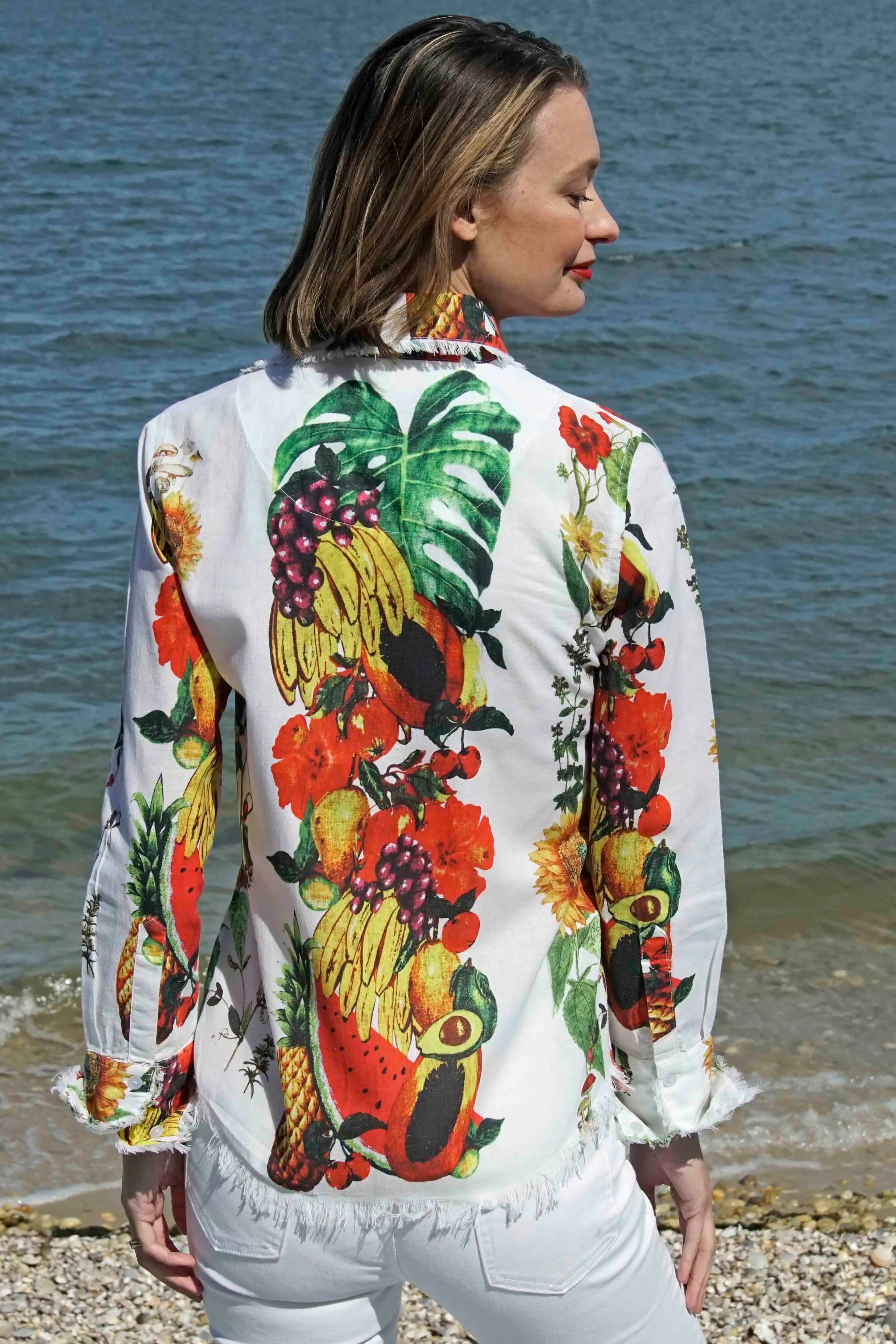 Dizzy-Lizzie Cape Cod Tunic with sunflower print, lightweight flowy fabric, and relaxed fit, perfect for casual summer wear.