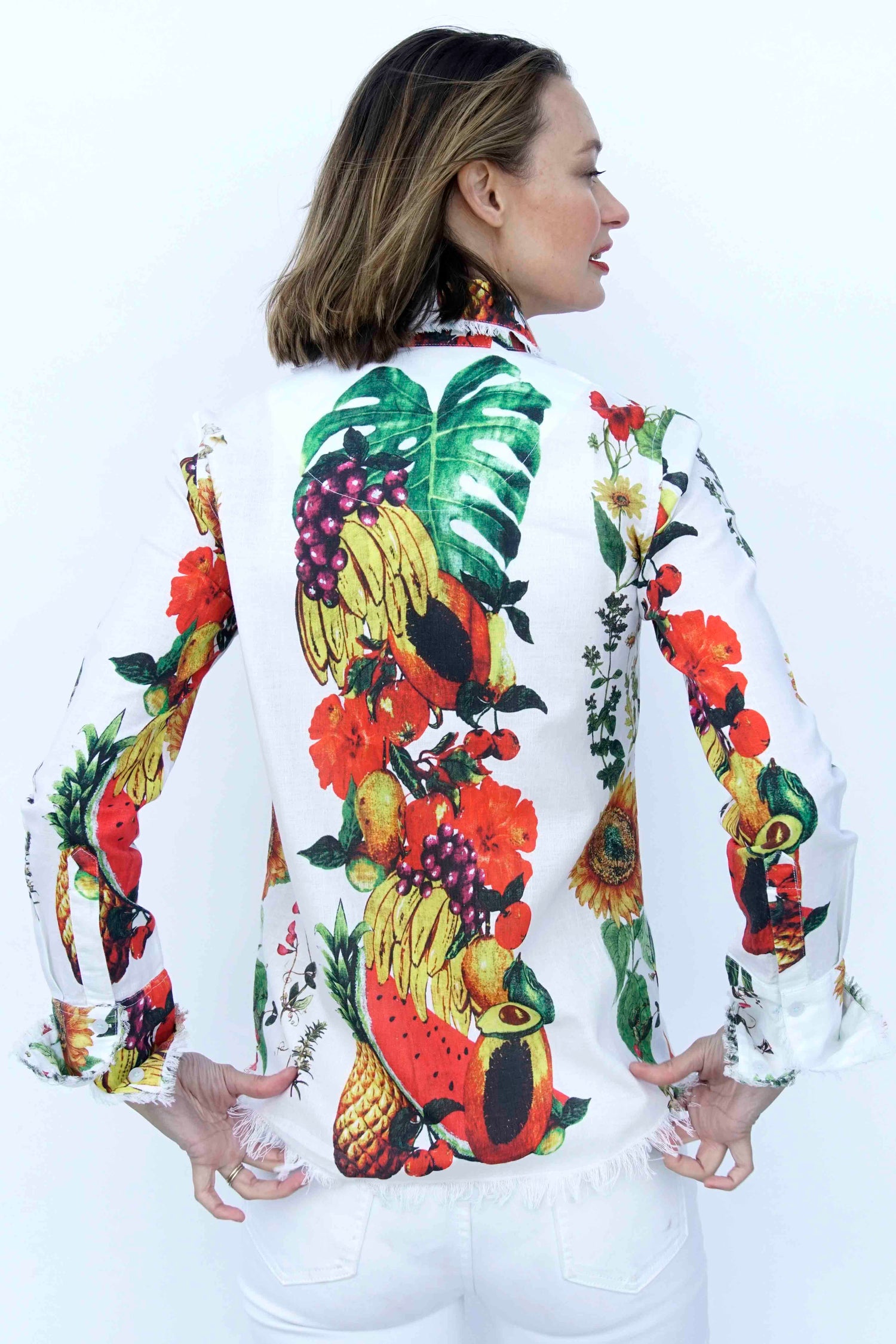 Dizzy-Lizzie Cape Cod Tunic with sunflower print, lightweight sleeveless top, casual summer fashion for women.
