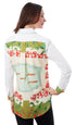 Dizzy-Lizzie Chesapeake Hi-Lo Tunic with swimmers print, lightweight casual tunic with high-low hem and vibrant aquatic design.