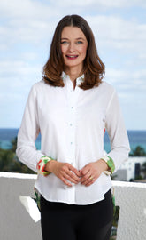 Dizzy-Lizzie Chesapeake Hi-Lo Tunic featuring a colorful swimmers print, casual fit, and lightweight fabric for beach or everyday wear.