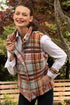 Dizzy-Lizzie Rosey Vest in multi plaid pattern, sleeveless vest with a cozy, stylish design for casual wear.