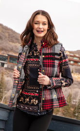 Grey plaid flannel vest from Dizzy-Lizzie with a Rosey design, featuring a cozy, casual style perfect for layered outfits.