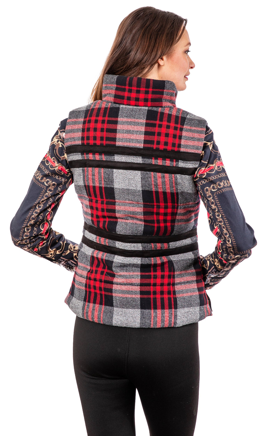 Grey plaid flannel vest by Dizzy-Lizzie featuring a cozy, stylish design perfect for layering and casual wear.
