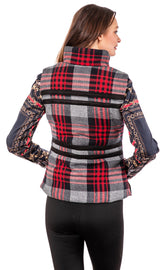Grey plaid flannel vest by Dizzy-Lizzie featuring a cozy, stylish design perfect for layering and casual wear.
