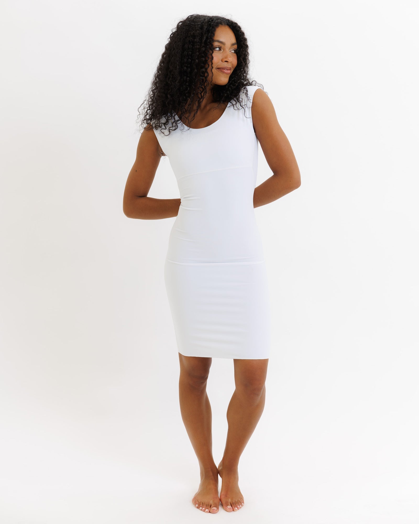 Downeast Contour Slip from Essentials line, featuring a comfortable, fitted design in soft fabric, shown on a model.