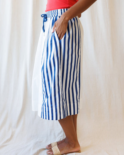 Downeast Sail Away Skirt in lightweight fabric with a nautical-inspired design, shown in a full-length view.