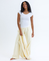 White Downeast Essential Tee in XS, featuring a classic crew neck and soft fabric, displayed flat with front view.