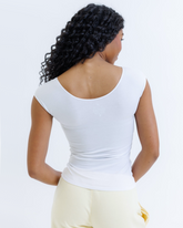 White Downeast Essential Tee in size XS, featuring a classic crew neck and soft cotton fabric.