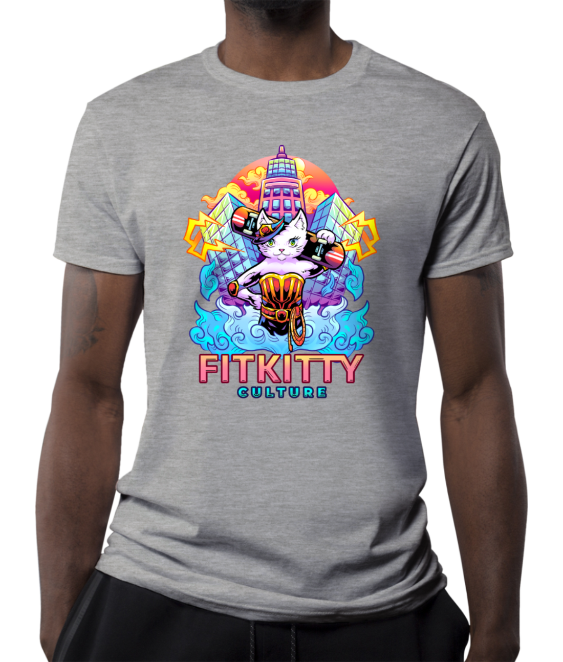 Black Fitkitty Baddie Kitty T-shirt from Fitkitty Culture, casual women’s t-shirt with graphic print and comfortable fit.