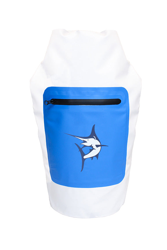White Water Life Hydrogear 20L dry bag made of durable waterproof material, shown with rolled top closure and adjustable strap.