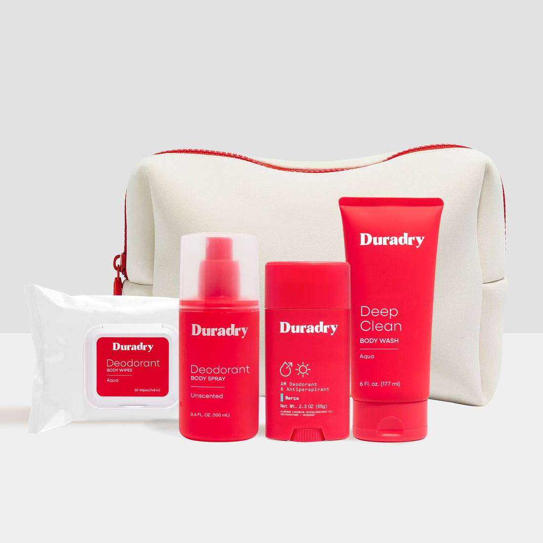 Duradry Active Body Set featuring comfortable workout clothing and accessories, designed for active lifestyles.