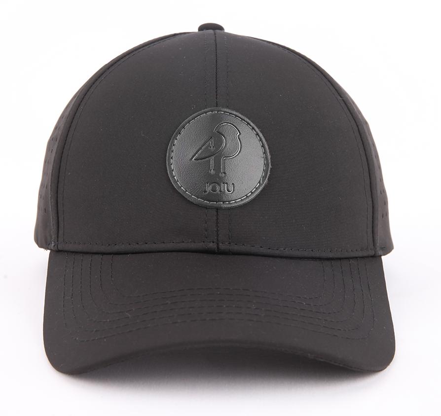 JOJU performance UV protective sport cap shown in black with curved brim and breathable fabric for outdoor activities