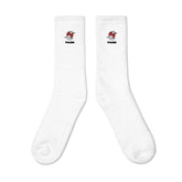 Yūjin Clothing Japanese Clouds socks featuring a traditional cloud pattern in white and blue, made from soft, comfortable fabric.
