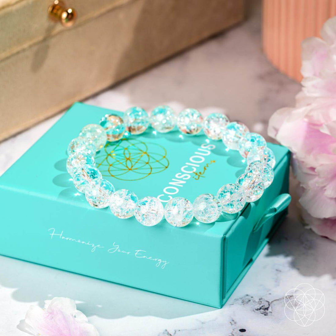 Emotional Ice Bath bracelet by Conscious Items featuring a polished clear quartz stone on a silver chain.
