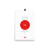 Japan poster featuring traditional Japanese artwork, vibrant colors, and cultural imagery from Yūjin Clothing.