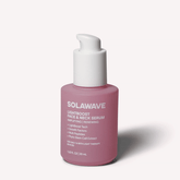 Solawave Light Therapy Boosting Face and Neck Serum bottle, skincare topical for enhanced skin radiance and rejuvenation.