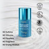 Blue jar of Maree Deep Moisture Collagen Face Cream showing a smooth cream texture in a sleek container.