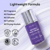 Maree Retinol Lifting and Firming Face Cream jar showing creamy texture and sleek packaging, designed for skin rejuvenation and firmness.