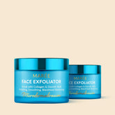 Maree face polishing scrub and exfoliator with natural ingredients, showing a jar of exfoliating product with textured surface