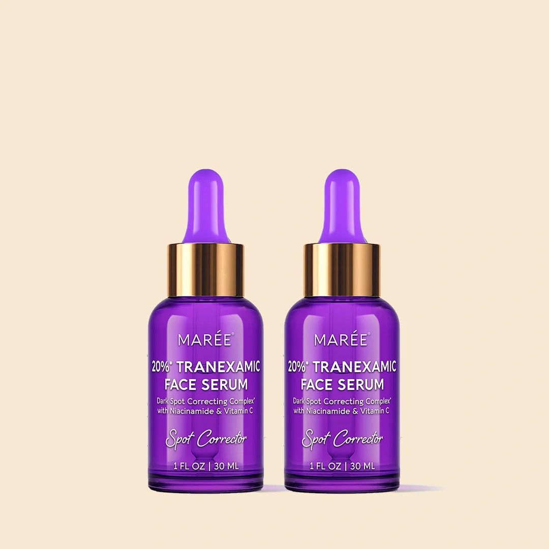 Maree dark spot corrector face serum in a sleek bottle, designed to reduce dark spots and even skin tone.