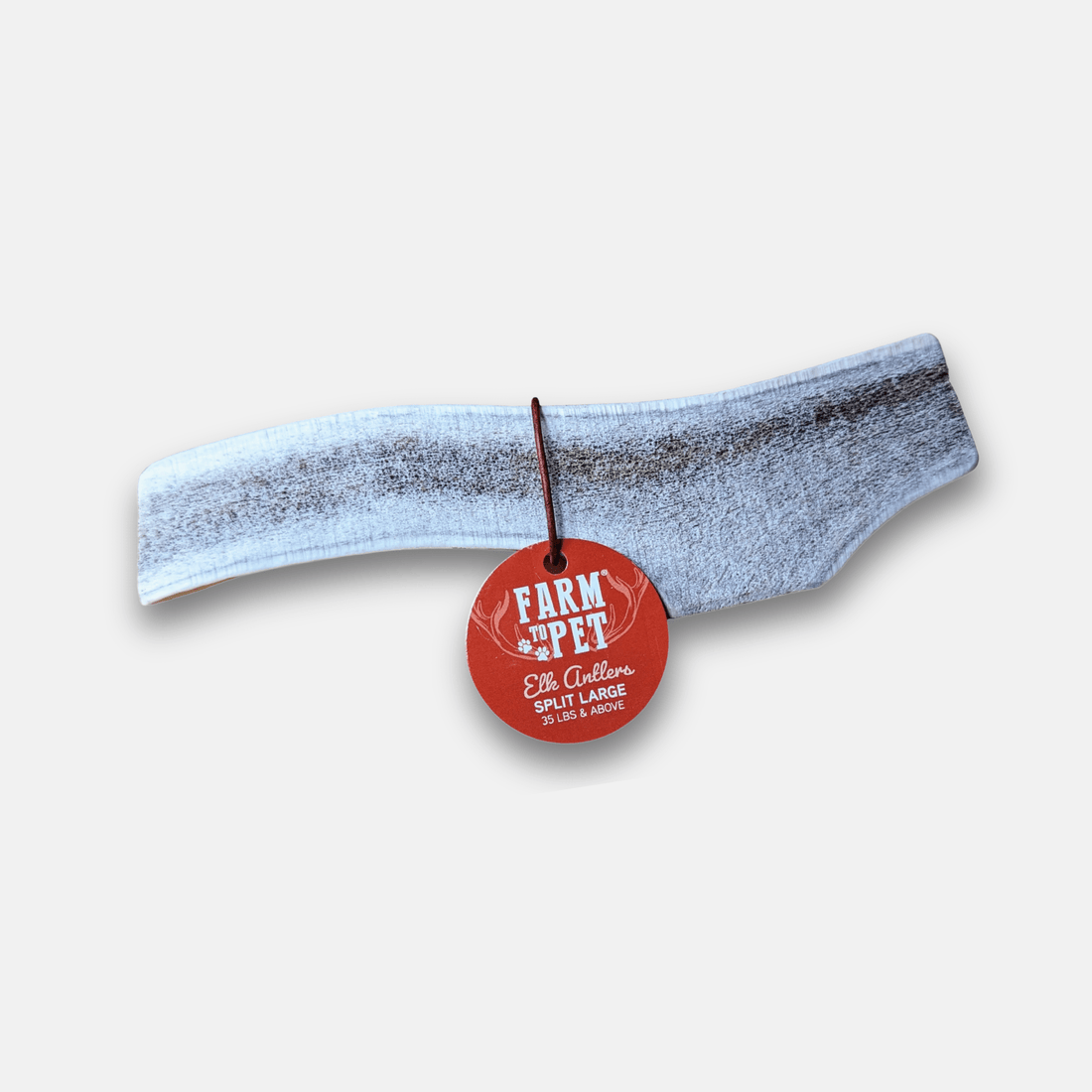 Large split elk antler dog chew from Farm To Pet, all-natural and USA-made antler chew for dogs.