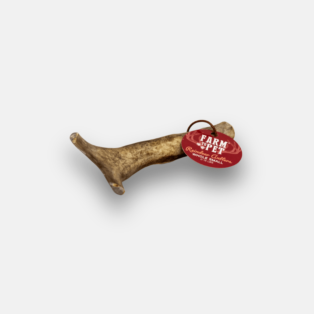 Small reindeer antler dog chew from Farm To Pet, organic, high-protein antler chew for dogs, natural and durable pet treat.