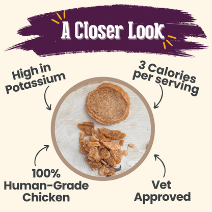 Farm To Pet chicken crumble cat treats, single-ingredient crunchy treats for cats, made in the USA with natural chicken.