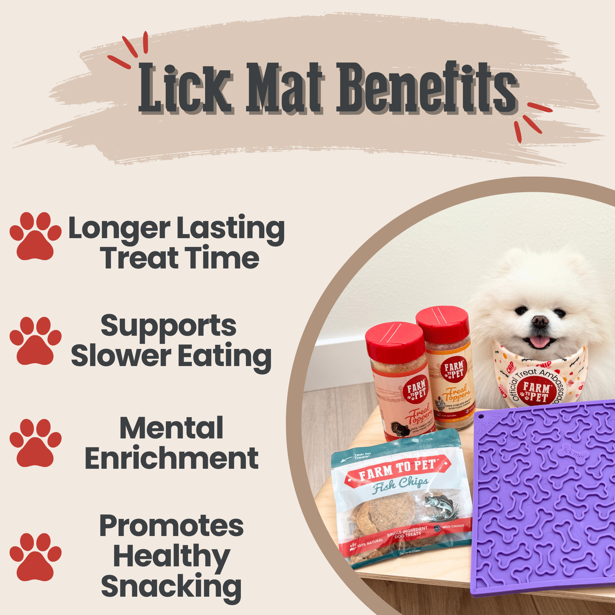Large purple Farm To Pet Dog Lick Mat with bone shape, designed for calming and engaging dogs during treats or feeding.