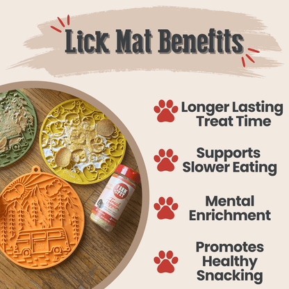 Orange Farm To Pet dog lick mat with suction cups for secure grip, designed to keep dogs entertained and reduce boredom.